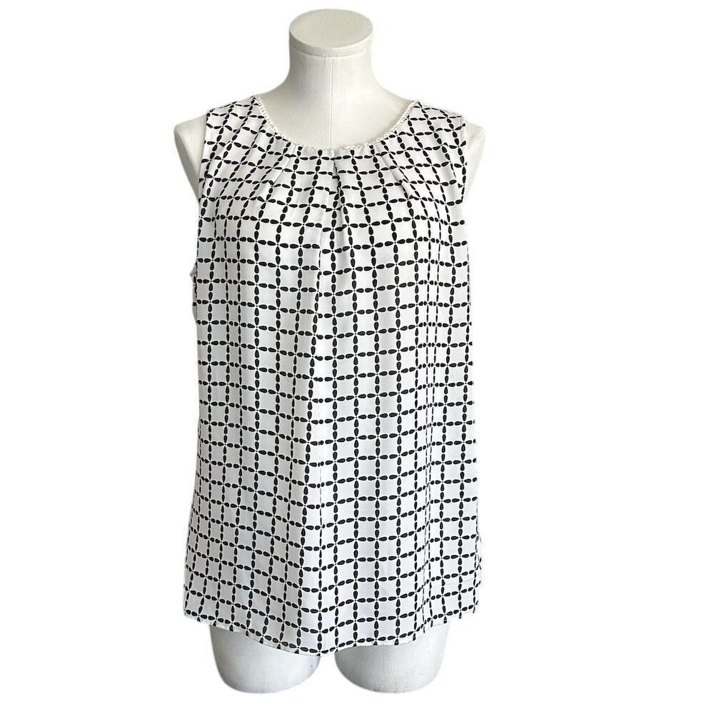 ELLE Women's Sleeveless Black Graphic Print Tank Top Size M